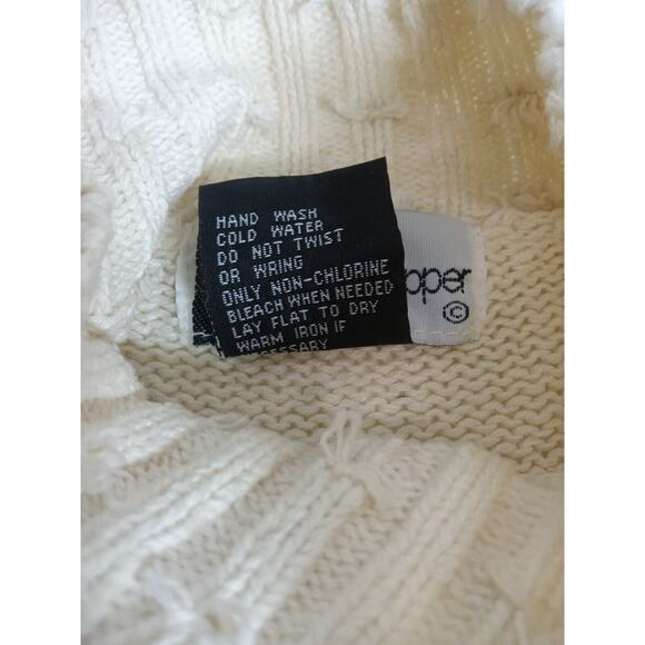 Beldoch Popper Sweater Mock Women's Medium VTG Embroidered Knit Floral Cream - Picture 4 of 16